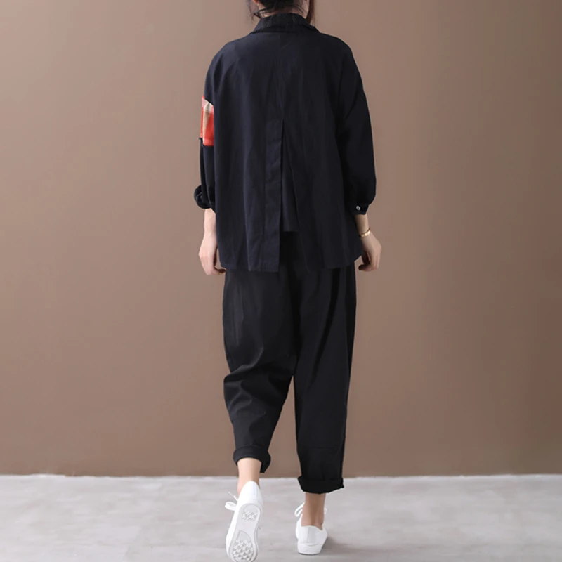 CHICEVER/винтажная клетчатая хит цвета женская рубашка воротник с лацканами длинный