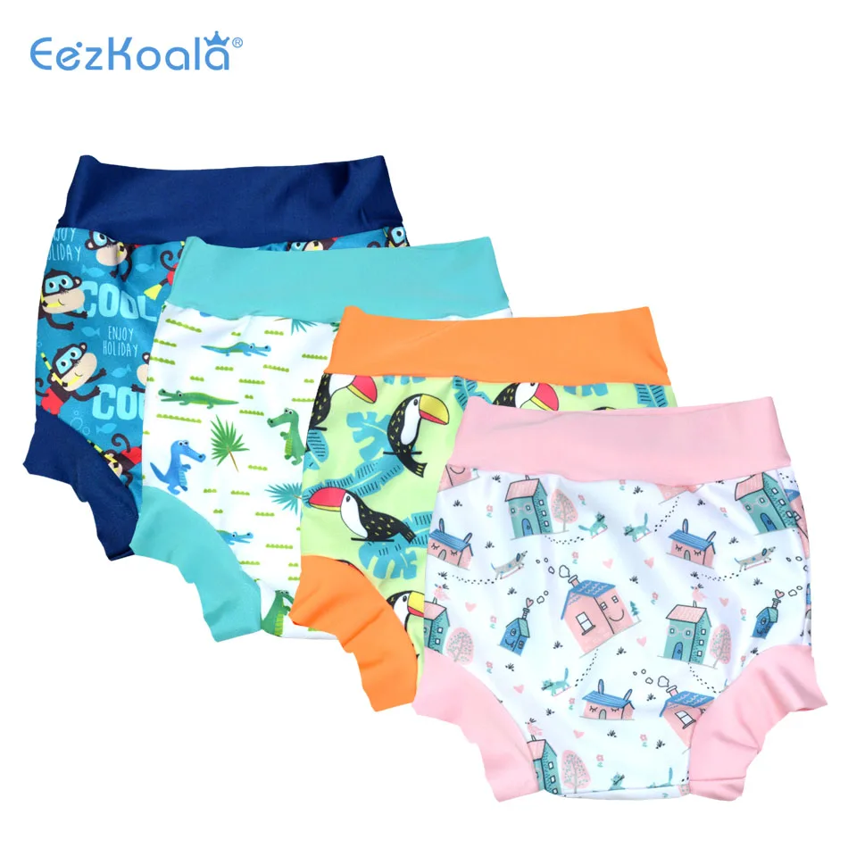 Eezkoala Leakproof Swimming Diaper Newborn Baby High Waist Swimming Nappies Baby Swimwear Boys Girls  Printed Cloth Diapers images - 6