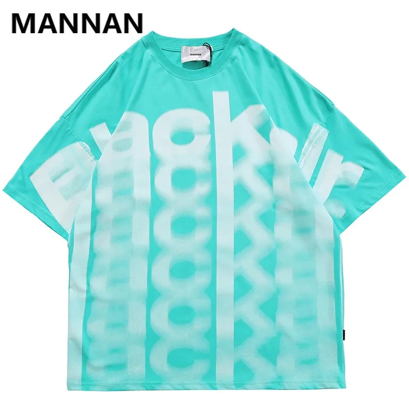 

2021 Men Hip hop Streetwear Illusion Letter Print T shirt Hip Hop Easy Loose Short Sleeve Oversize T-Shirt Fashion Tee Shirt Fil