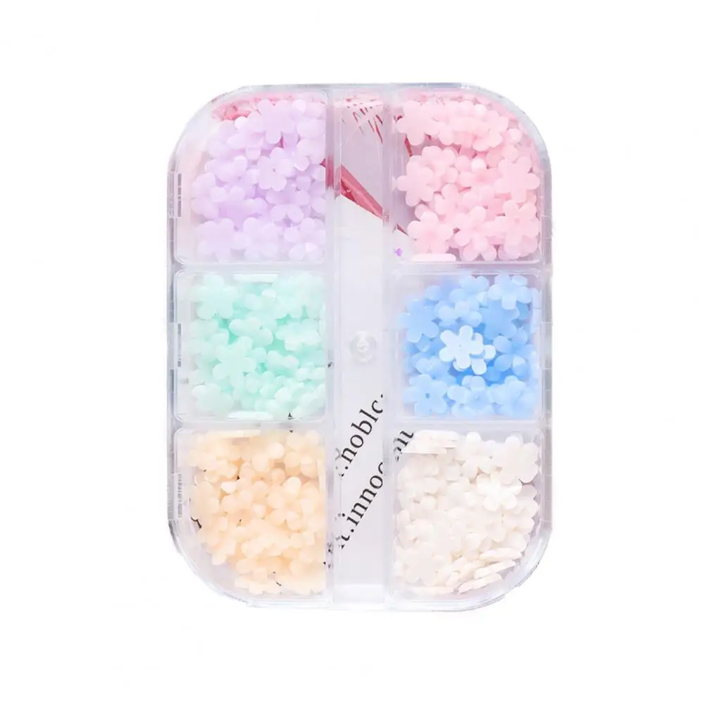 6 ячеек/коробка украшение для ногтей нежные цветочные лепестки подвески стразы