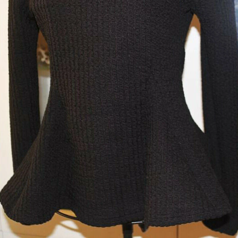 Топ с баской и круглым вырезом пышными рукавами | Женская одежда