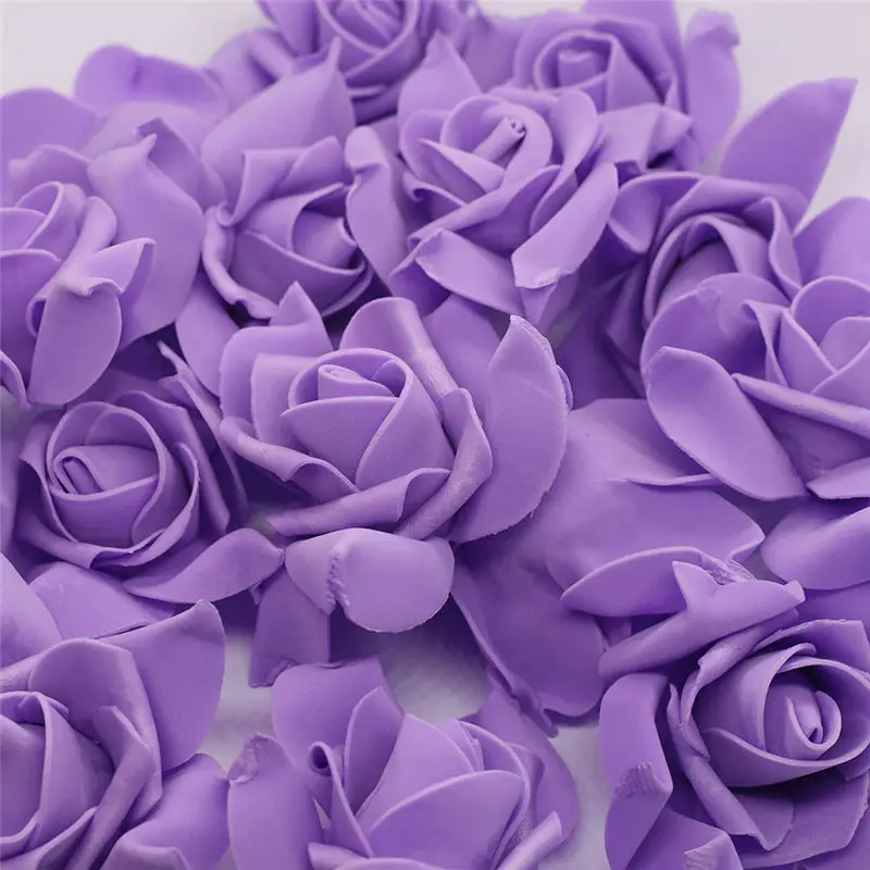 

10pcs-100pcs Purple 7.5cm PE Foam Rose Flower Head Artificial Flower For Wedding Birthday Party Home DIY Decoration