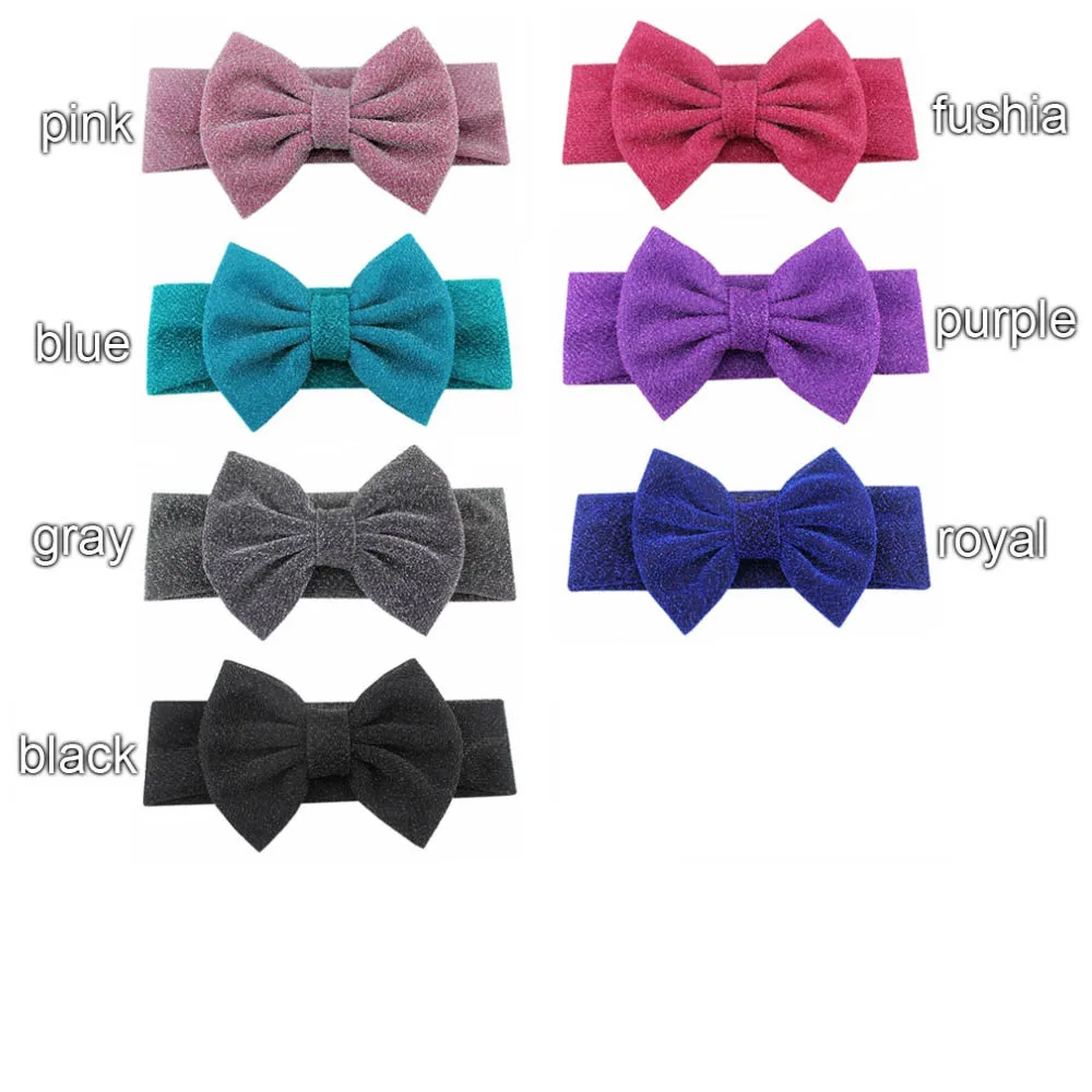 Блестящая детская Эластичная головная повязка с бантом для волос 5 дюймов