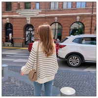 Ladies Sweater French Striped Long-sleeved Bottoming Shirt 2020 Winter New Fashion Loose Casual Slim Sweater Vest Pullovers