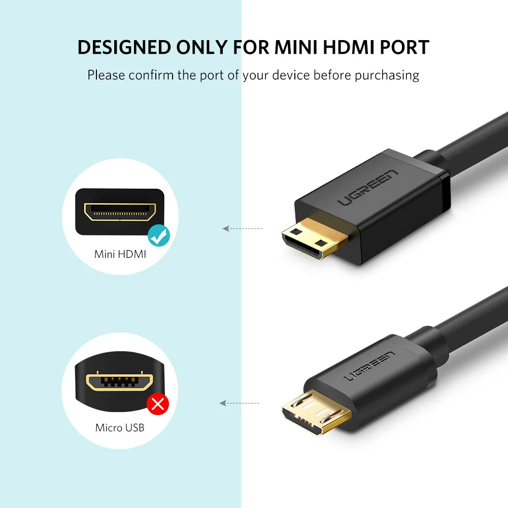 Ugreen микро-hdmi тип мужчин и hdmi женщина адаптер кабель м / ж конвертер конвертер для планшет пк мобильный телефон 1080 P