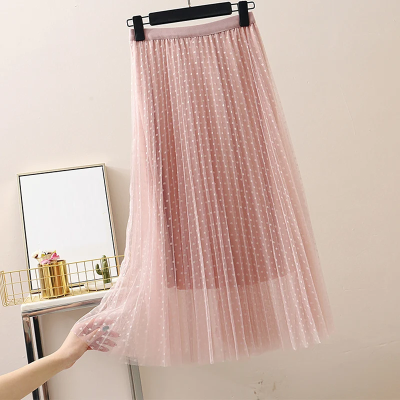 Новые летние белые тюлевые юбки для женщин элегантные кружевные сетчатые