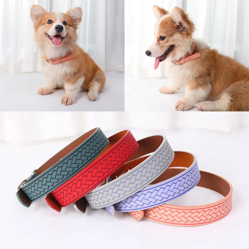 

Dog Collar PU Personalized Pet Dog Collar Leash Used for Small Medium-sized Large Dogs Cats Outdoor Walking Pet Supplies