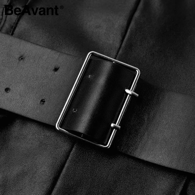 BeAvant модное Черное женское платье из искусственной кожи весна-лето с пышными