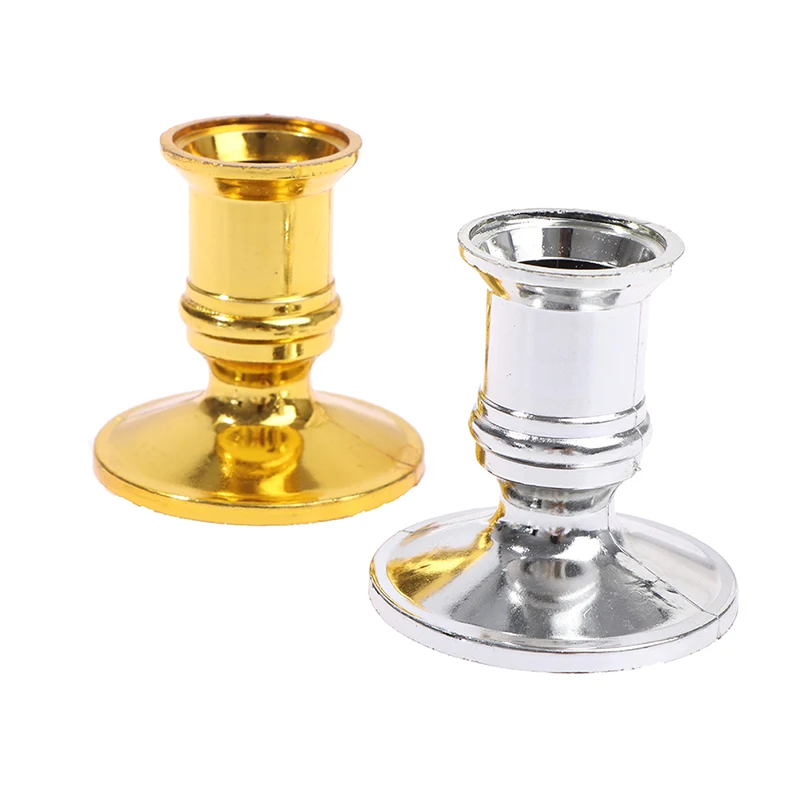 2pcs/set Plastic Candle Holder Candle Base Candlestick Taper Holder Gold Silver For Home Wedding Party Christmas Decoration