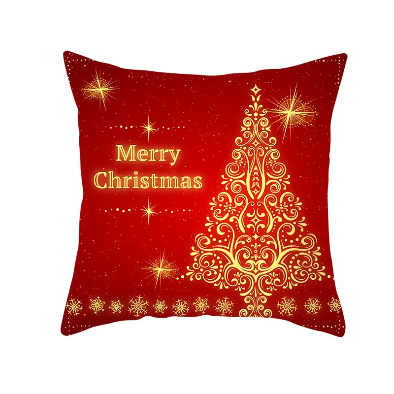 

Fuwatacchi Red Pattern Cushion Cover Christmas Festival Style Pillow Cover Home Sofa Car Decorative Throw Pillowcase 45x45cm