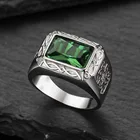 Обручальные кольца Valily с зеленым кубическим цирконием, винтажные кольца из нержавеющей стали, ювелирные изделия для женщин и мужчин, стиль US Size7-13