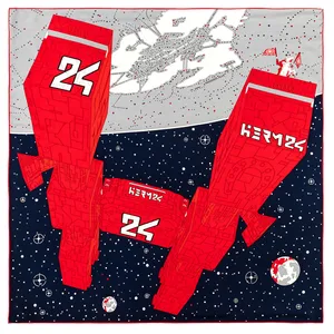 Шарф POBING ручной работы из саржевого шелка, женские квадратные шарфы Space Station, шарфы Echarpes, Женская бандана, хиджаб 90 см