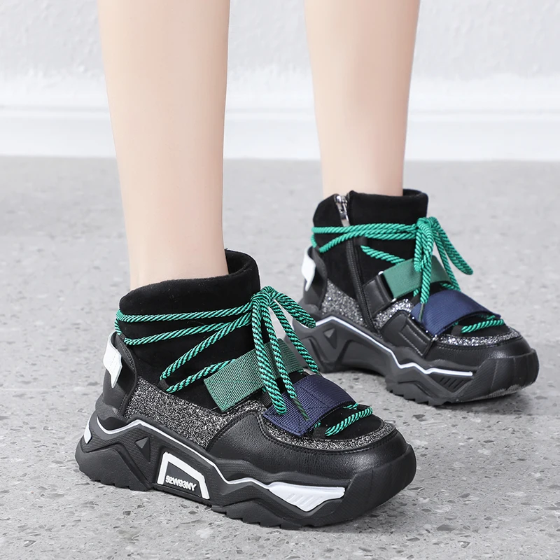 Зимние кроссовки визуально увеличивающие рост женская повседневная обувь на