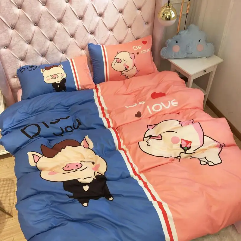 J2 с изображением милой свинки для мальчиков Постельное белье King Queen Размеры Jpcs