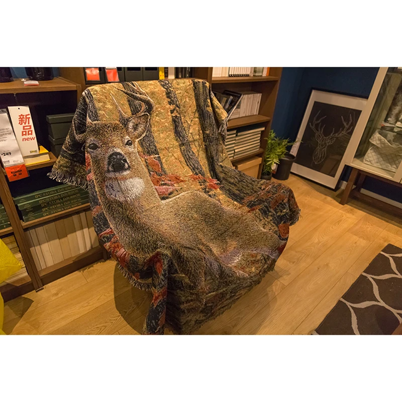 Ретро Сика олень диван проскальзывание одеяло декоративные пледы кобертор