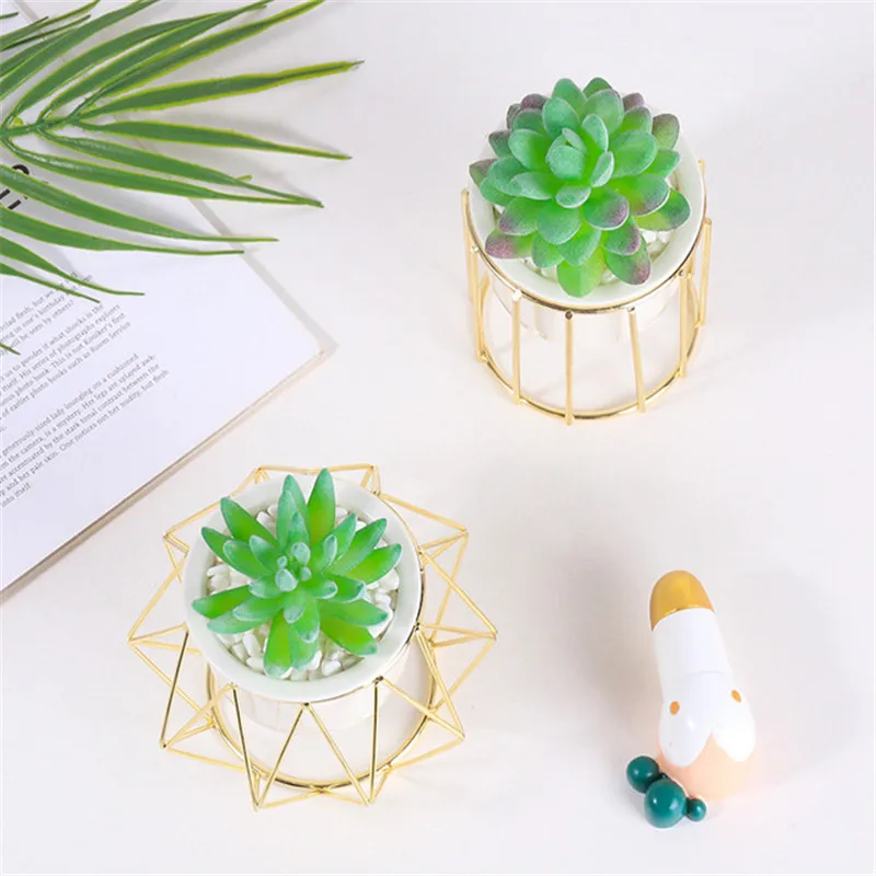 

Artificial Flowers Hybrid Bouquet Set Vase Iron Bracket Artificial succulents Pot Indoor Home Decoration Potted Flowers