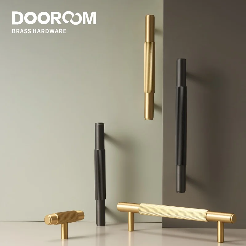 Dooroom-Tiradores de latón para muebles, asideros de estilo moderno perfectos para armarios, cajones, zapateros y vinotecas, disponible en color gris