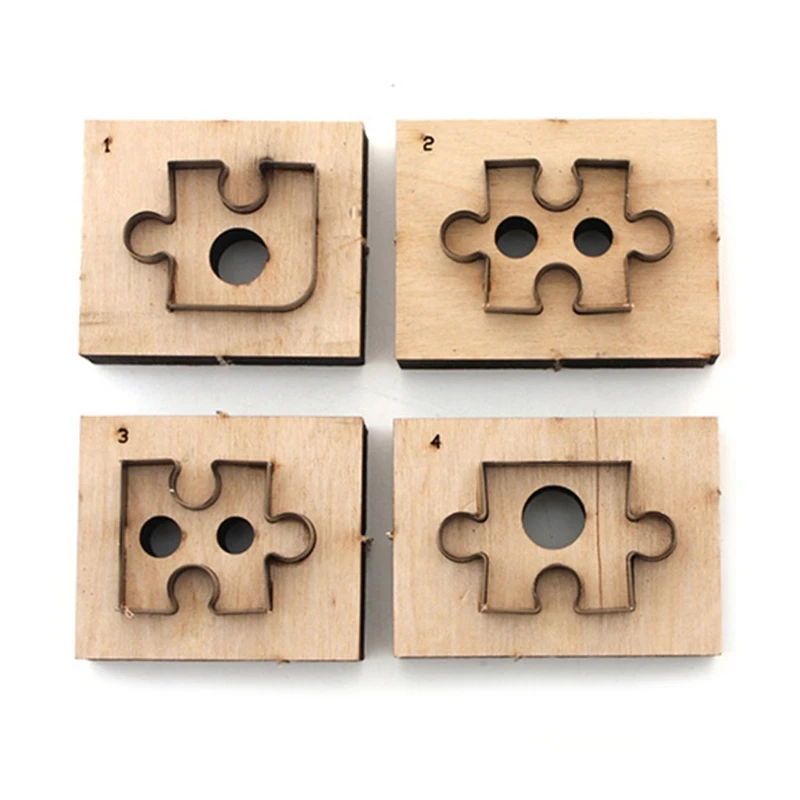 

4Pcs Puzzle Wooden Die Cutting Leather Mold Jigsaw Puzzle Cutting Mold Scrapbook Embossing Jewelry DIY Leather Crafts