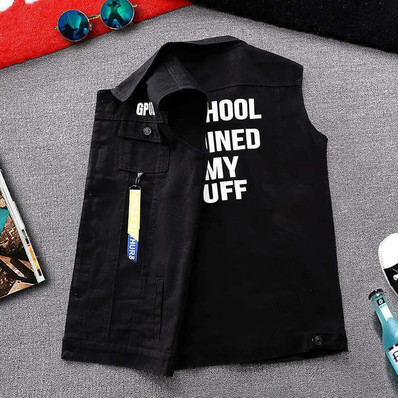 Жилет мужской джинсовый уличный куртка без рукавов Джинсовая безрукавка уличная