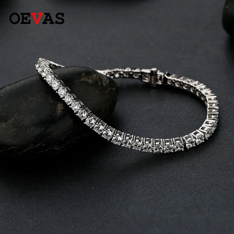 OEVAS 100% 925 серебро белый браслеты из нержавеющей стали для женщин Свадебные группа
