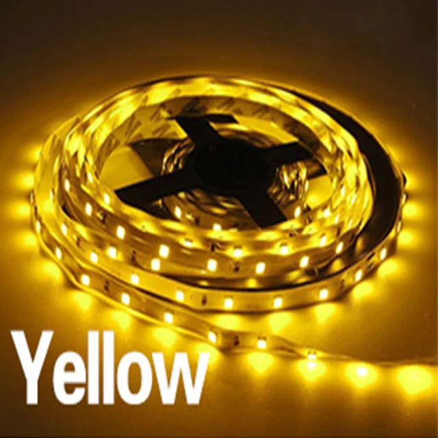 Yellow 5 м Светодиодная лента 12 В Водонепроницаемая RGB Светодиодная лента светильник 2835SMD гибкая светодиодная лента лампа для ТВ фоновый светильник ing украшение дома - Испускаемый цвет: Yellow