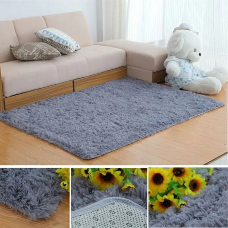 Мягкие современные коврики Новые пушистые гостиная Retangle Soild цветные ковры