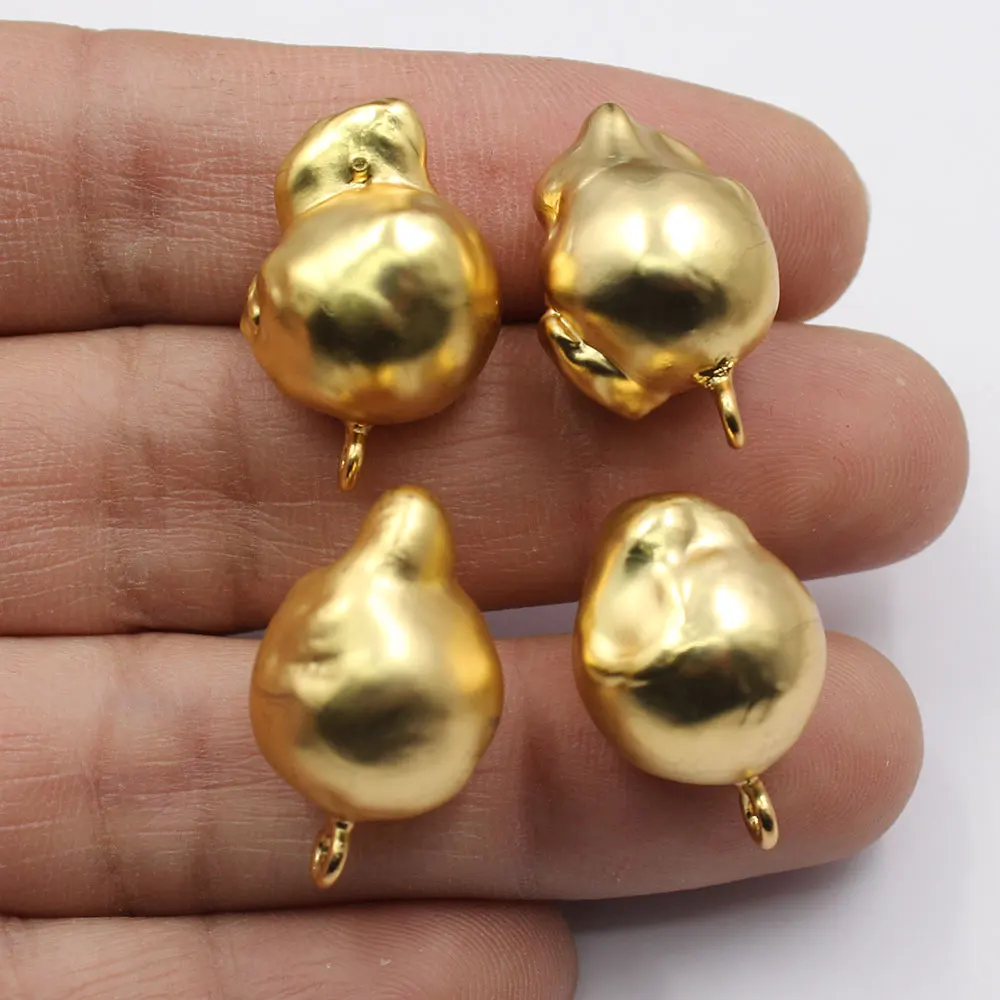 

APDGG 4 Pcs Natural Keshi Pearl Inside Gold Plated Earrings Stud For Pearl Earring Making DIY Craft Accessories