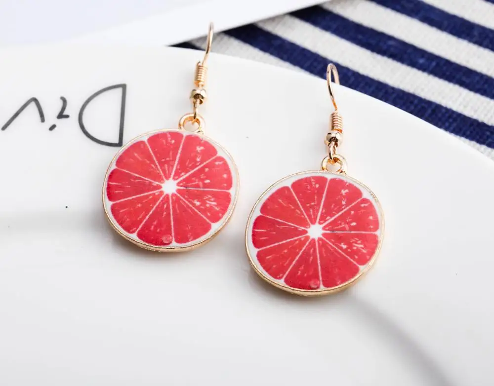 

Korea New Cute Fruit Lady Earrings Strawberry Pineapple Tomato Kiwi Orange Cucumber Dragon Apple Pineapple Girl Fruit Earrings