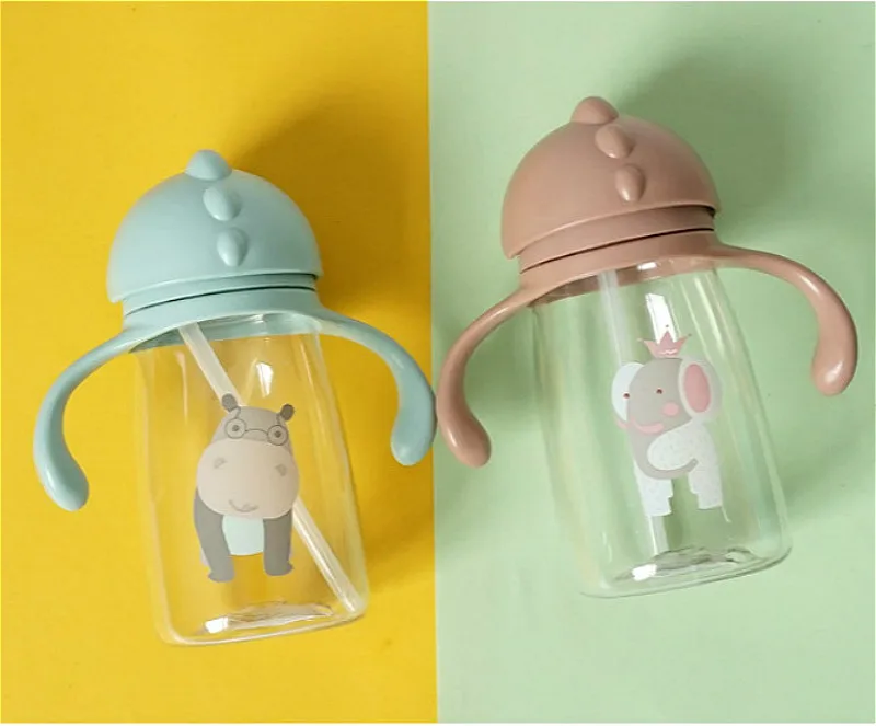 

Kids Children Cartoon Animal School Drinking Water Straw Bottle Gravity Ball Straw Baby Cup with Shoulder Strap Water Bottle