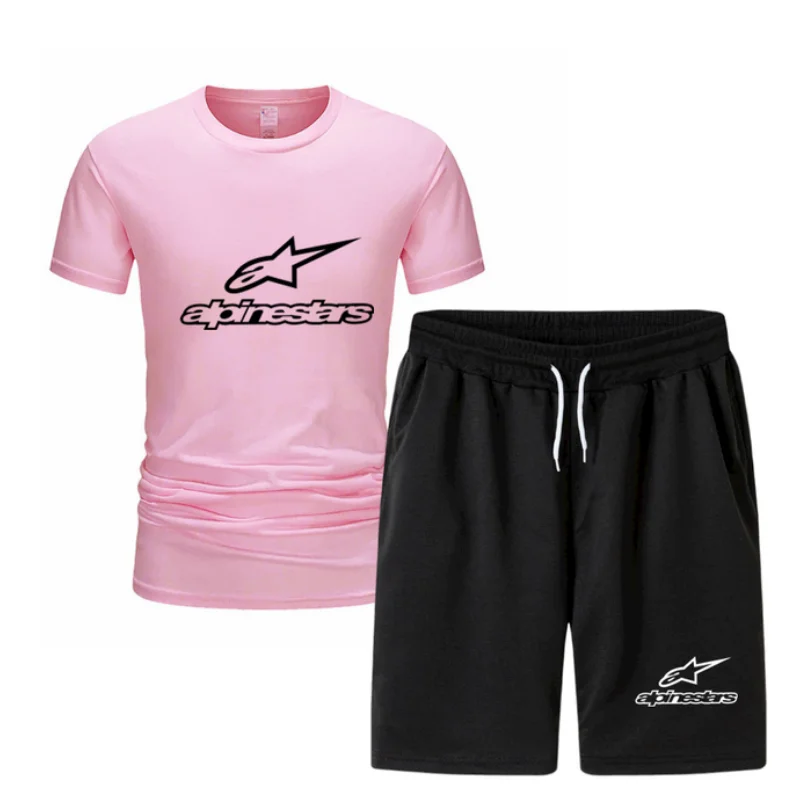 

Summer 2021Two Piece Set Men Short Sleeve T Shirt Cropped Top Shorts Men's Tracksuits Design Fashion T-shirt Tracksuit Set New