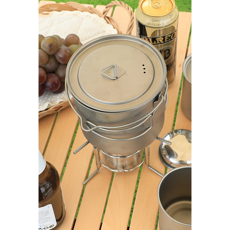 Походная посуда 1100 мл титановый подвесной горшок портативный складной для