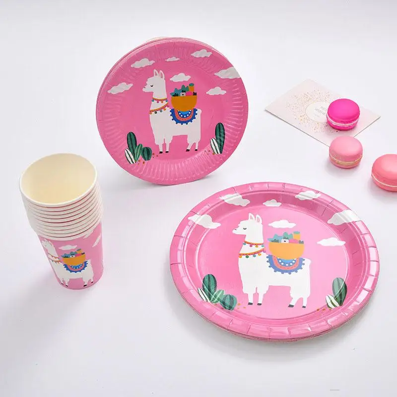 Creative Cartoon Pattern Birthday Gathering Paper Plates Disposable Paper Plates Cups