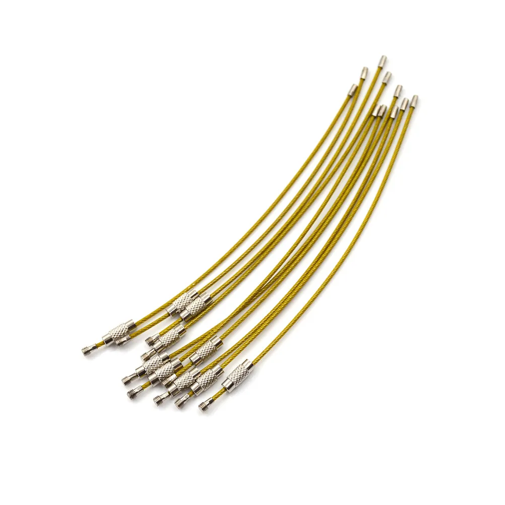 

10pcs/lot Stainless Steel Wire Keychain Cable Key Chain Rings Rope Key Holder Keyring Tool Parts 6 Colors