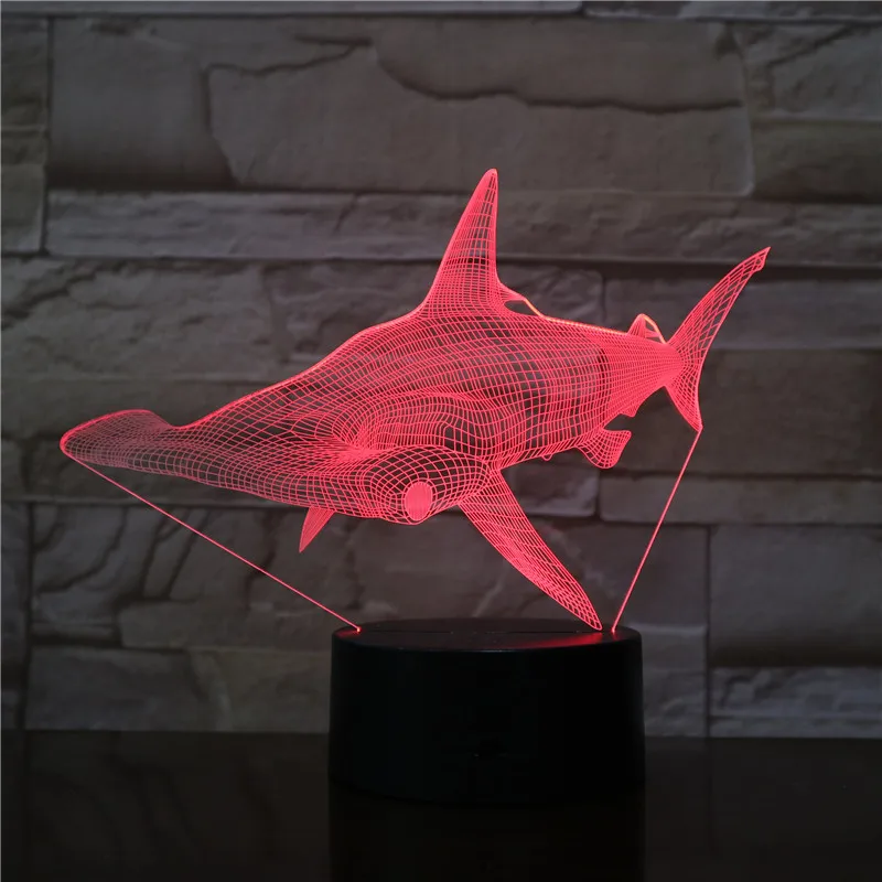 Светодиодный ночник Shark 3D креативный трехмерный светильник для детской спальни