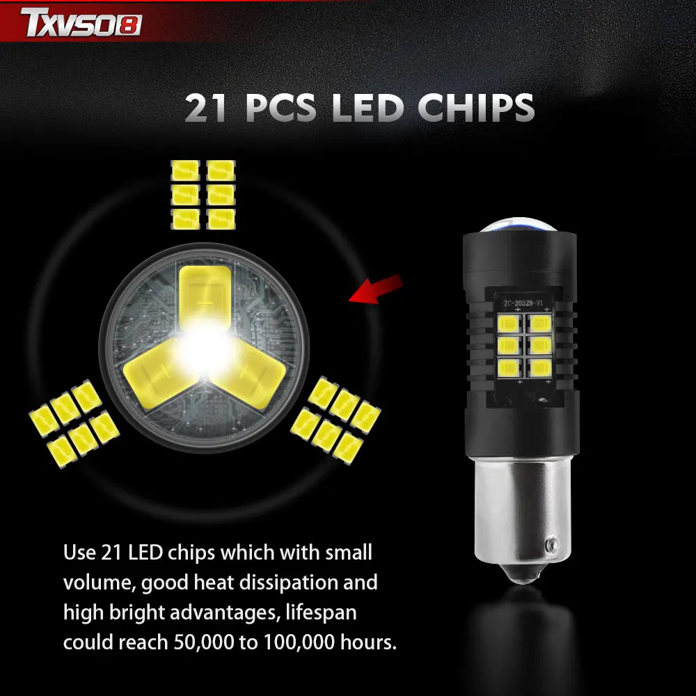 2шт сигнальная лампа 1156 21SMD 3030 светодиодный BA15S R5W 1156A 1157 PY21W BAY15D P21/5W 1000LM 1200LM 12В