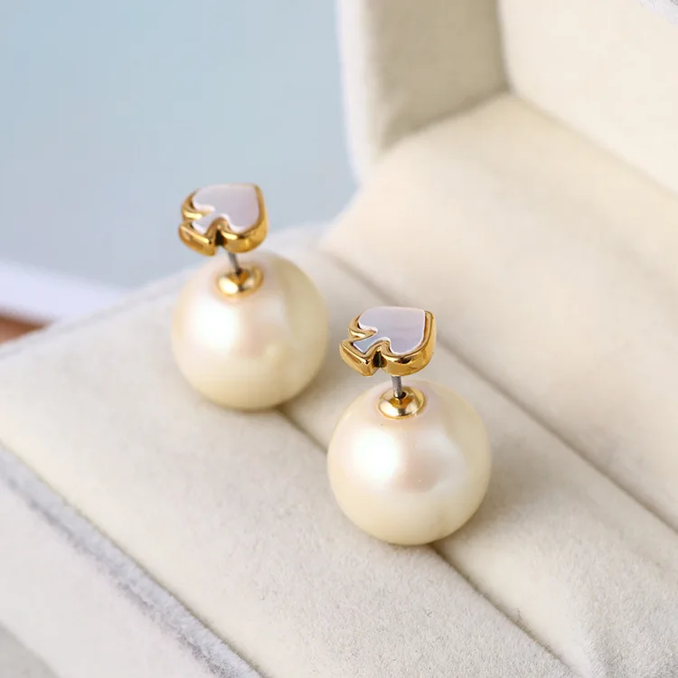 

Simple fashion shell peach heart pearl all-match earrings