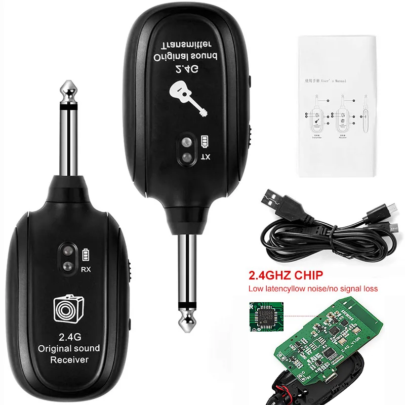 2021 Новая беспроводная система для гитары UHF передатчик приемник Встроенный аккумуляторный беспроводной передатчик для гитары.