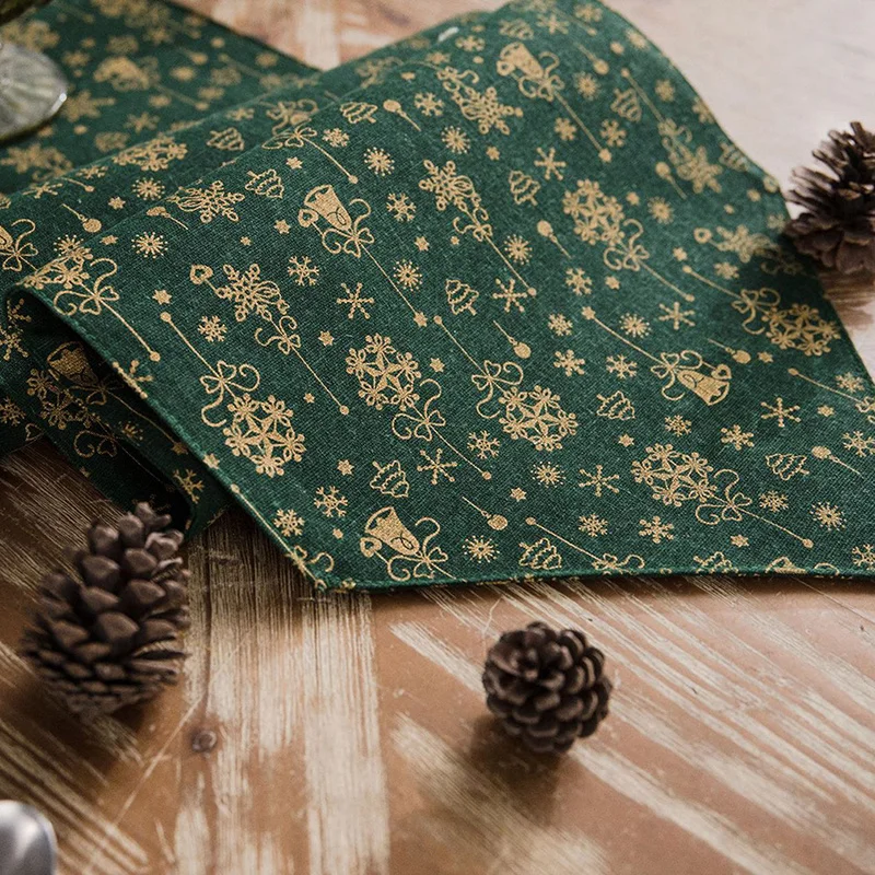 

Green Pastoral Wind Mat Cotton Linen Jacquard Tablecloth Festival Activities Home Decoration Christmas Table Flag