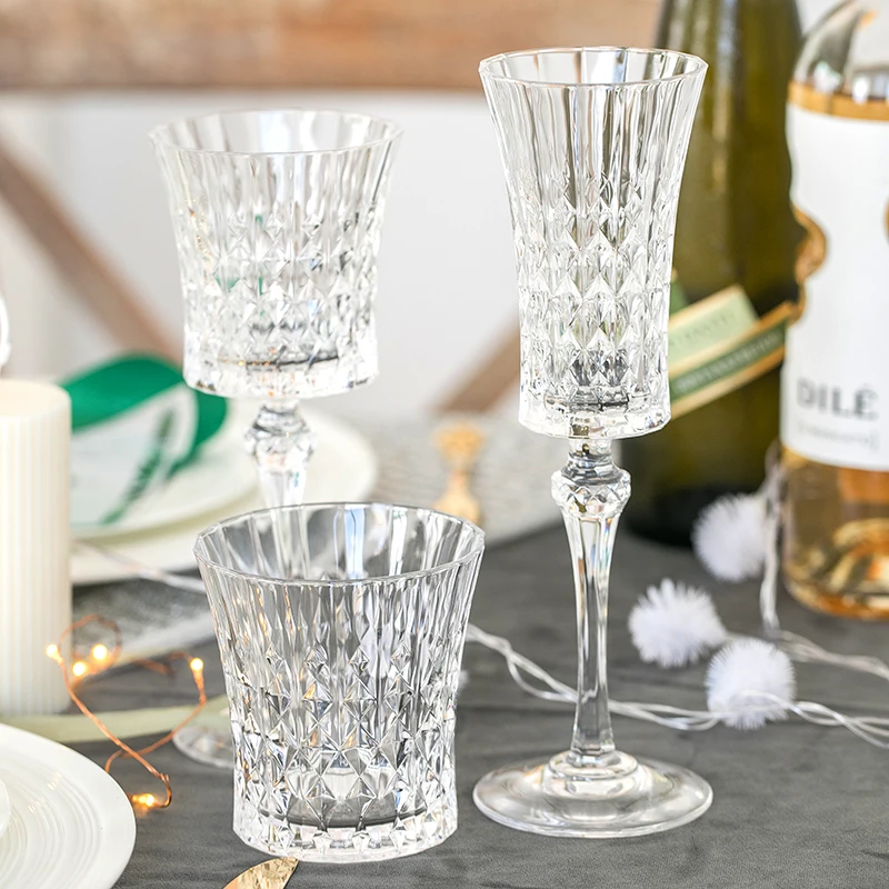 

Embossed Crystal Glass Cup Wine Champagne Glass Goblet Drinking Water Nordic Luxury Copas De Vino Kitchen Dining Bar EB5BL