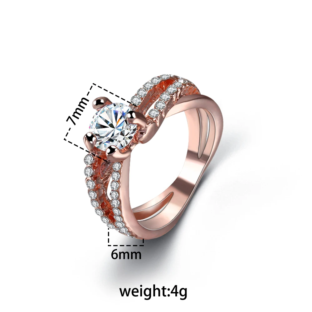 Женское Обручальное кольцо с фианитом розовое золото|Кольца для помолвки| |