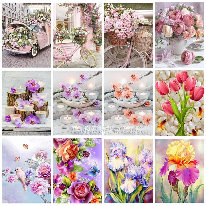 

Полноразмерная Алмазная 5D картина «сделай сам», алмазная вышивка, цветок, вышивка крестиком, картина, мозаика, домашний декор TT971