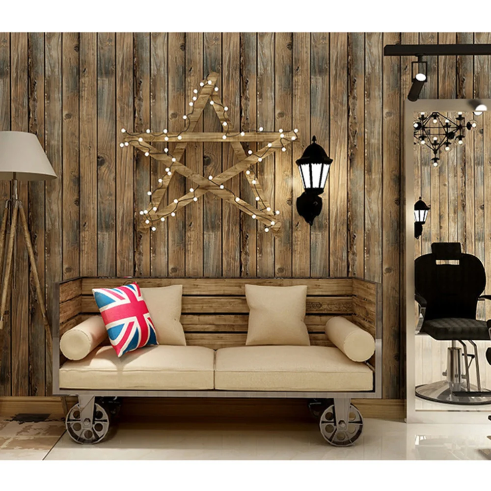 

Weathered Wood Plank Wallpaper 3D Wood Grate Emulation Removable Wallpaper