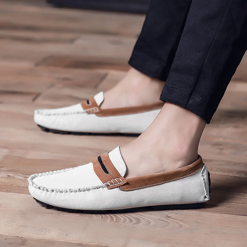 

Men Casual Natural Leather Loafers fashion Breathable Shoes cow suede Leather Driving Shoes Designer Loafers Mens Moccasins