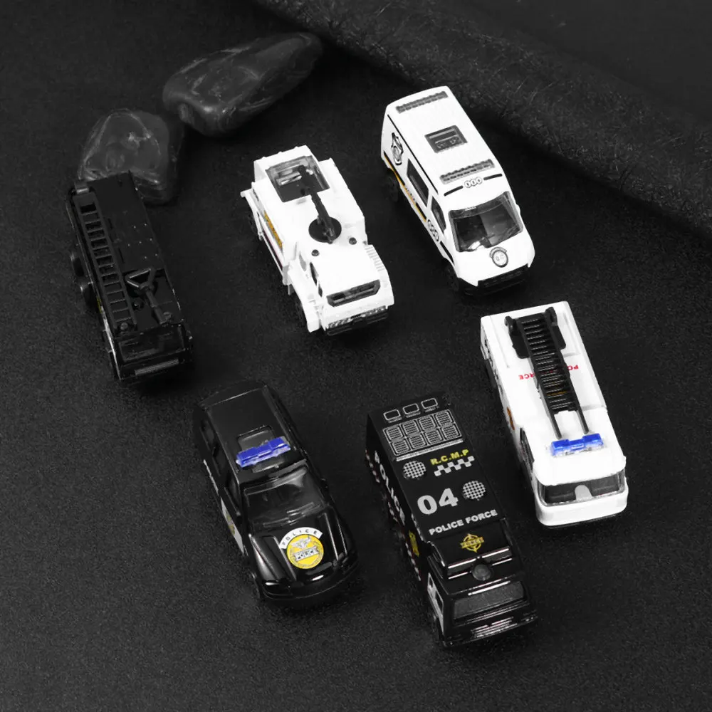 

6pcs Assorted Police Car Models Die-cast Car Toys Inertia Control Toys Early Learning Props for Kids Children