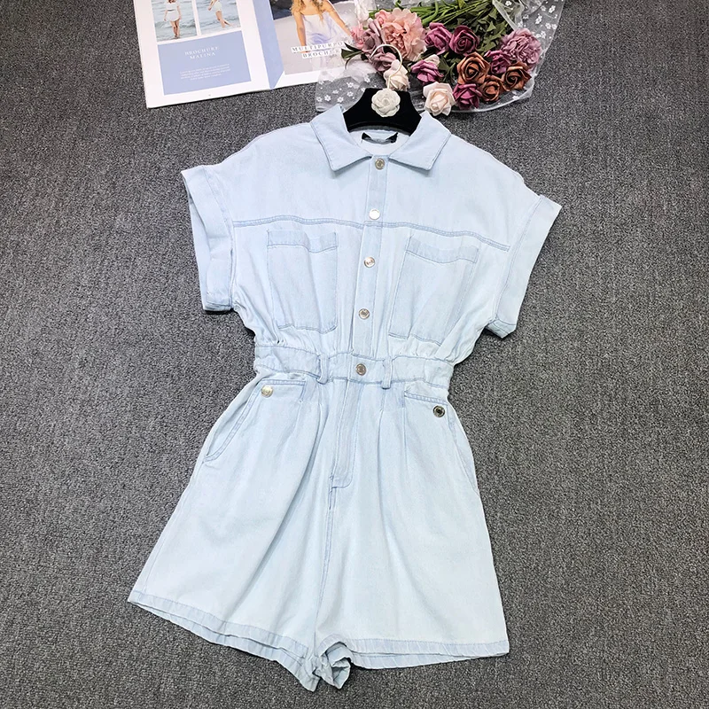 

Sexy Bodysuit Sale Time-limited Cotton Broadcloth Casual 2020 Summer Women's Jumpsuit Thin Tooling Style Light Washed Women