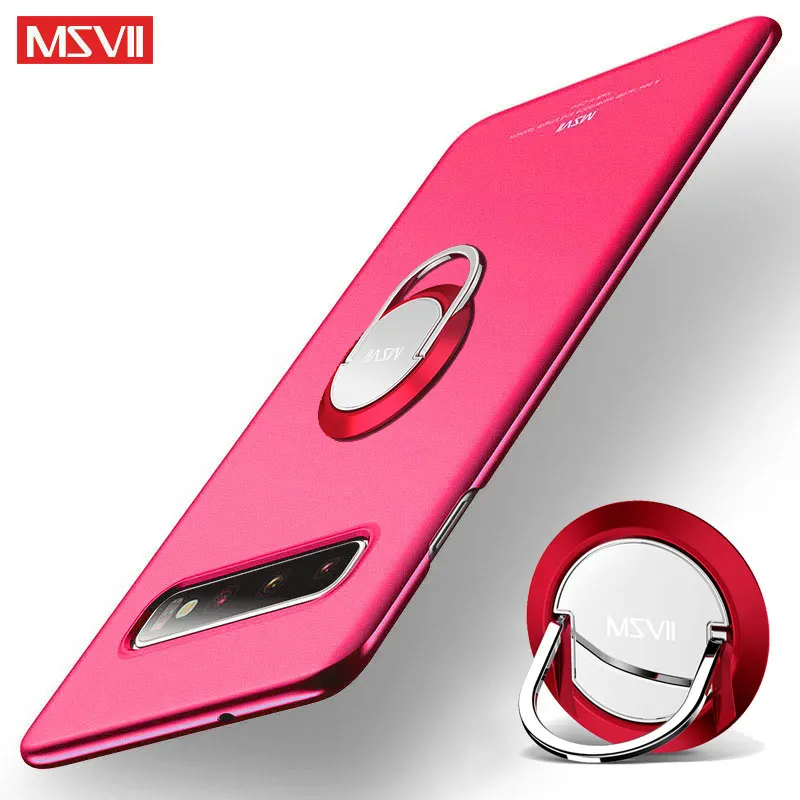 Red With Ring Чехол Msvii для samsung Galaxy S10 Plus, чехол с кольцом, тонкий чехол для samsung S10 S10e, чехол-держатель для Galaxy S10 E Lite Plus - Цвет: Red With Ring