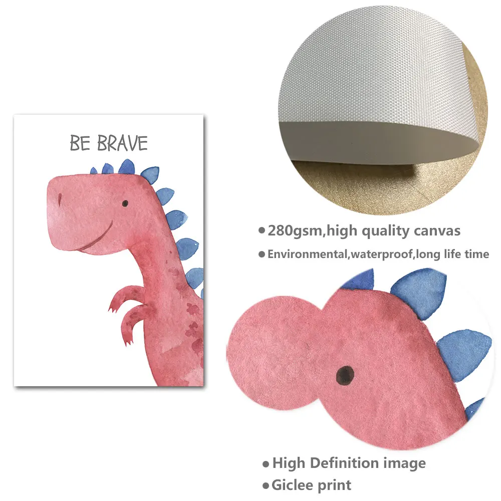 

Child Poster Dinosaur Art Print Nursery Quotes Canvas Wall Painting Nordic Kid Decoration Picture Bedroom Decor Baby Shower Gift