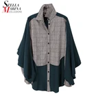 Женская блузка с оборками, Повседневная рубашка большого размера с длинными рукавами, модель 2020 в Корейском стиле на осень, 6716