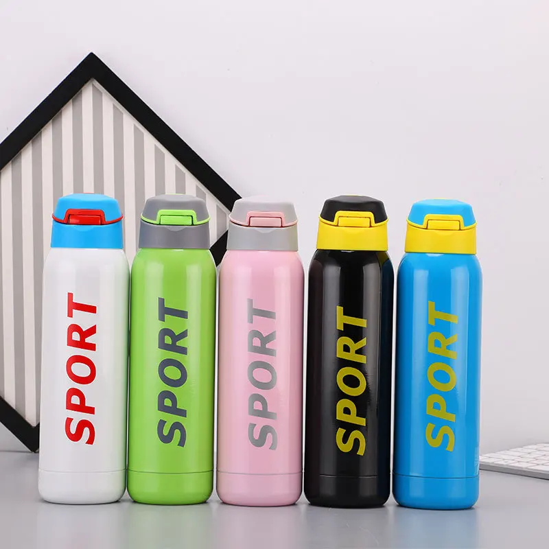 Bpa Free 500 мл Изолированная соломенная бутылка для воды 18/8 нержавеющая сталь термос