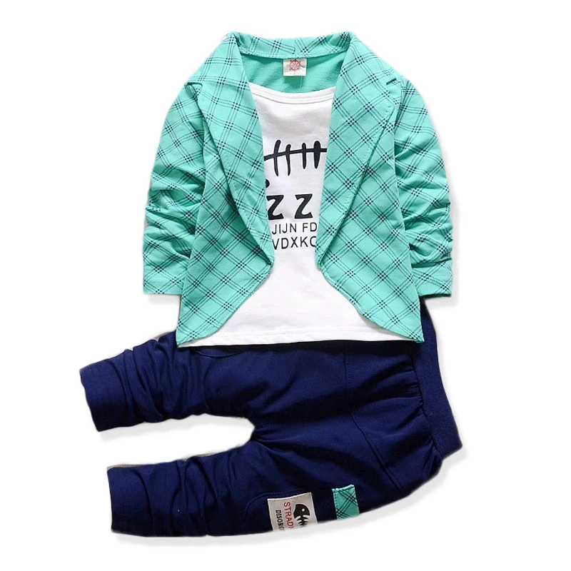 Г. Осенний комплект одежды для маленьких мальчиков, клетчатая футболка с длинными рукавами, рубашка Топ, джинсы, штаны комплект из 2 предметов, Модный повседневный костюм с героями мультфильмов - Цвет: 100311 green